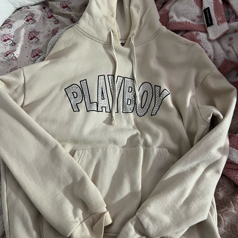 Playboy Off-White Hoodie with Logo